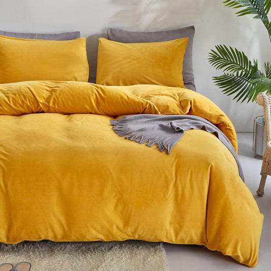 Mustard Yellow Duvet Bedding-Velvet